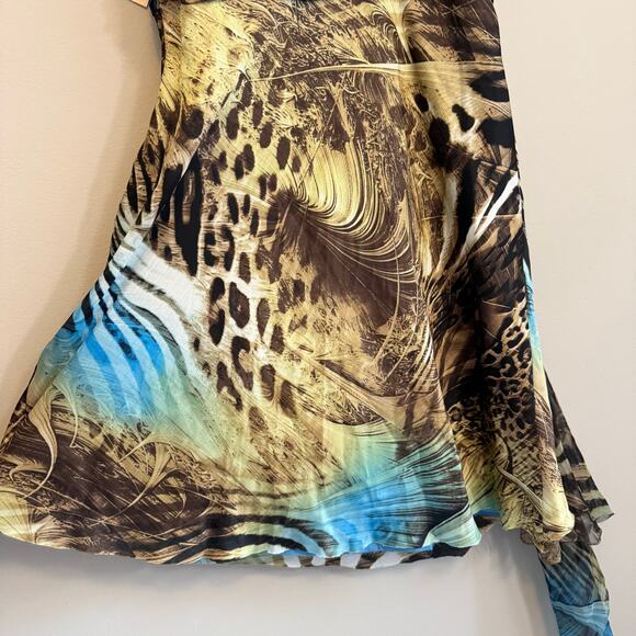 Dressbarn Collection Mini Dress 12 Multi Animal Print One Shoulder Cocktail NWT - Picture 11 of 11